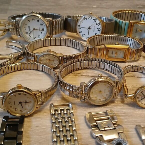 Lot 35+ Watches Parts/Repair ALL Metal Timex Seiko Nine West Anne Klein Armitron main image 6